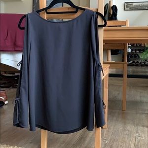 Unique dark grey Aritzia open arm blouse